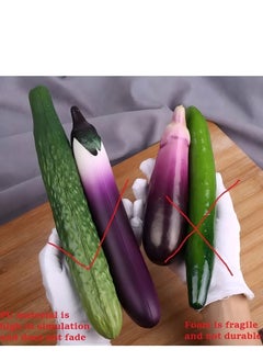 PRO 2 PCS Lifelike Soft PU Cucumber&Eggplant, Cabinet Food Display Decorative Vegetable Model, Fake Vegetable Home Kitchen House Table Show  - Image 4