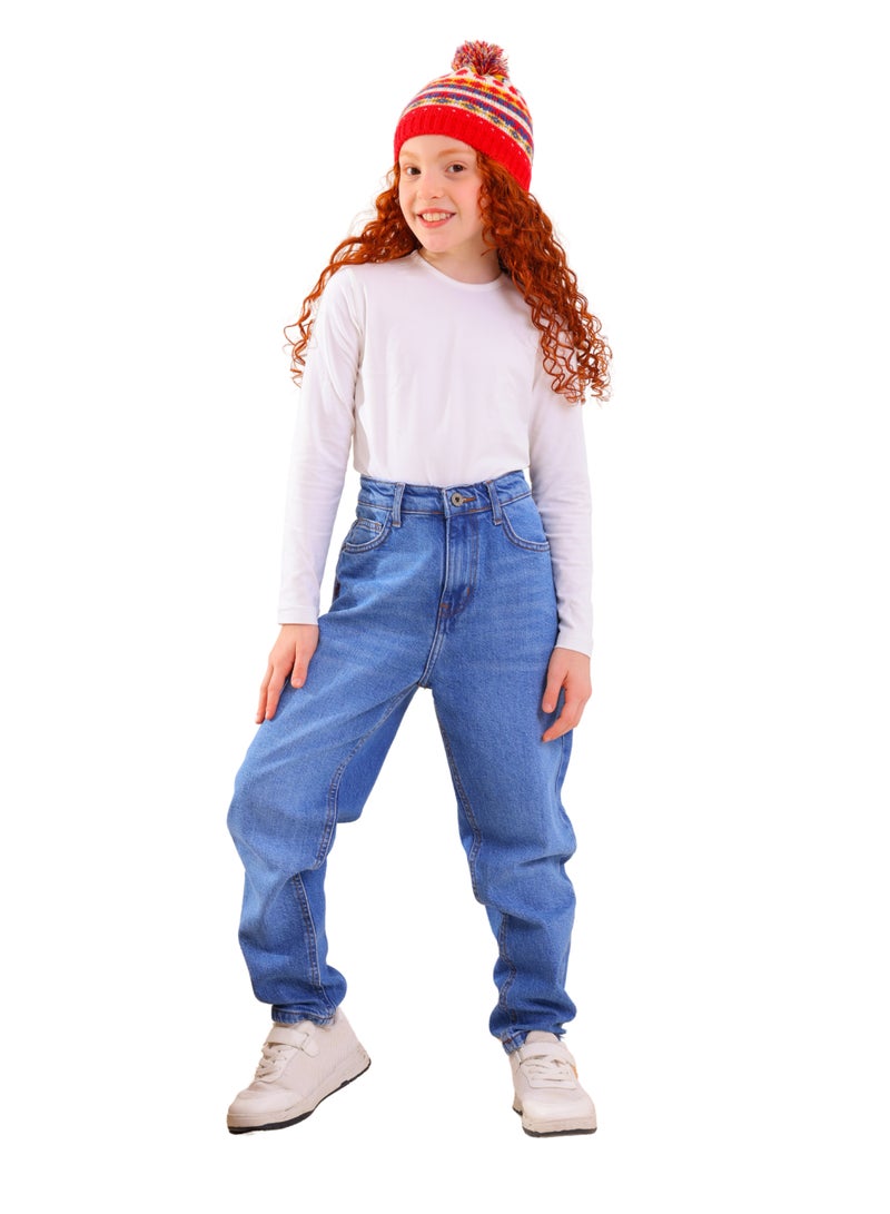 JBS DENIM Girls' blue boyfriend jeans - Image 1