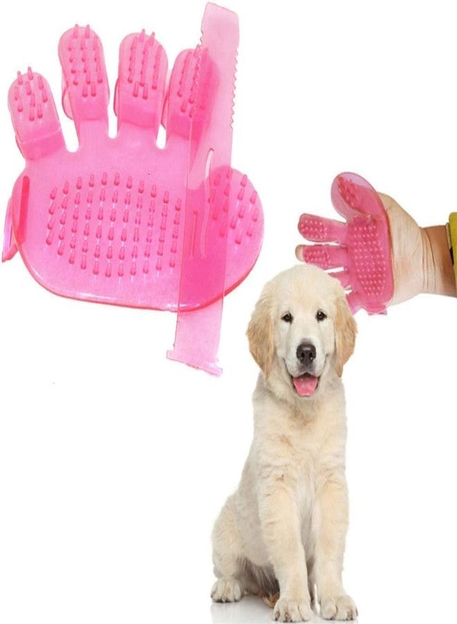 LOCANS Pet Wash Brush Glove Comb Bath Soft Tool Dogs Cats Cleaning Supplies Massage Brush& Safety for Pets from Mites (Pack of 2, Multicolor) - Image 1