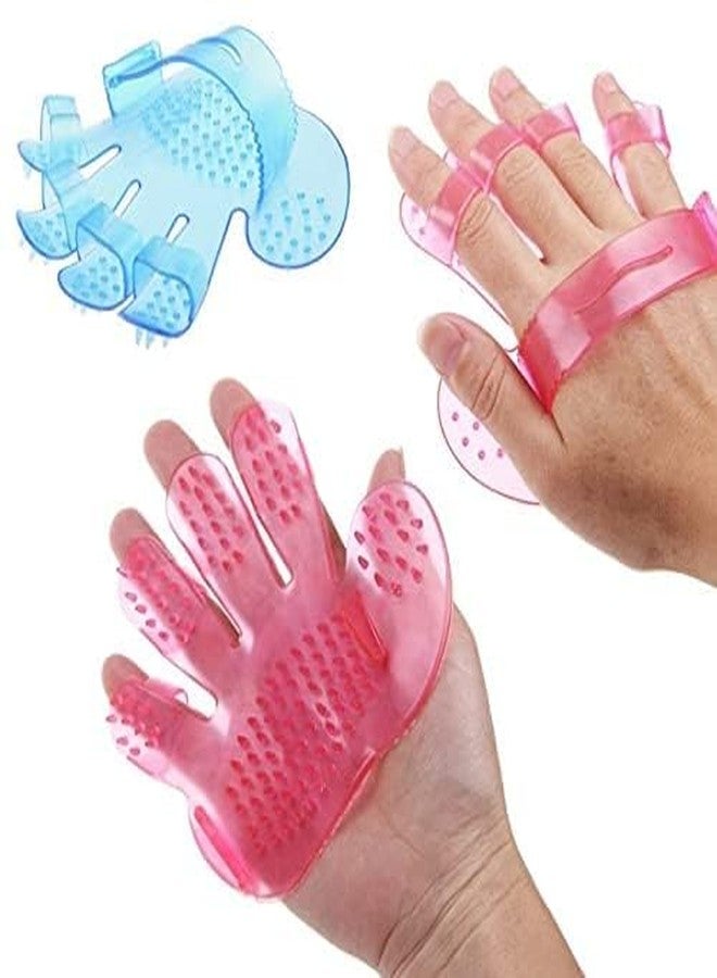 LOCANS Pet Wash Brush Glove Comb Bath Soft Tool Dogs Cats Cleaning Supplies Massage Brush& Safety for Pets from Mites (Pack of 2, Multicolor) - Image 4