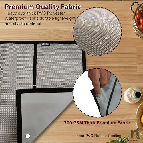 NABAAT Premium Fridge Cover Top for Double Door Refrigerator Kitchen Decor Durable Dustproof Waterproof Modern Design with 6 Side Pockets for Kitchen Accessories - 170 x 65cm (Light Grey) - Image 2