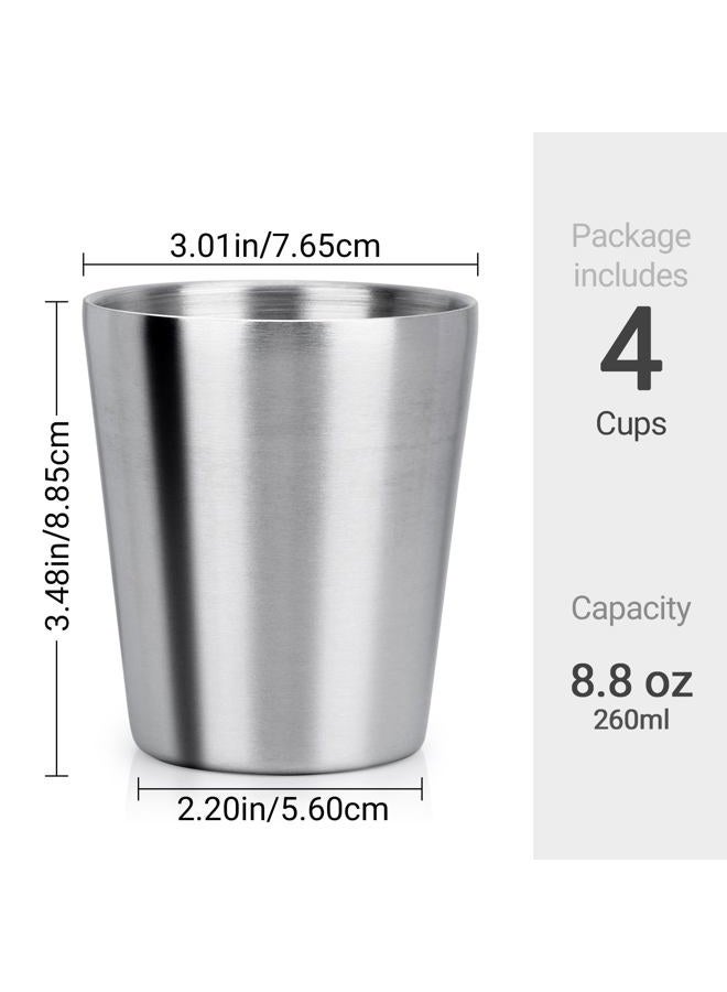 Beasea Stainless Steel Cups 8.8 oz, 4 Pack Small Stainless Steel Tumbler Bulk Stackable Insulated Mini Cups for Drinking Double Wall Metal Glasses Tin Cups for Office Home Party Camping - Image 2