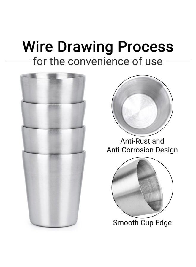 Beasea Stainless Steel Cups 8.8 oz, 4 Pack Small Stainless Steel Tumbler Bulk Stackable Insulated Mini Cups for Drinking Double Wall Metal Glasses Tin Cups for Office Home Party Camping - Image 4
