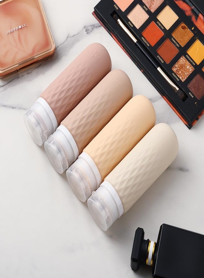 Voroly Travel Bottles Kit for Toiletries Organizer 90ml TSA Approved Silicone Containers Portable Split Bottle Accessories for Conditioner Shampoo Lotion - 4 Pack (CHEX, Beige) - Image 4