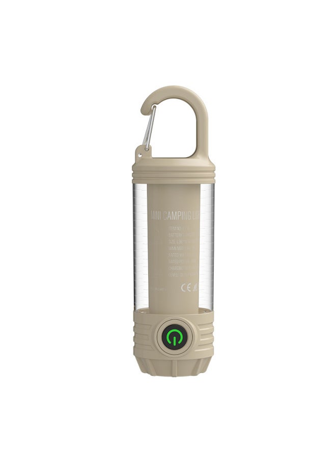 Camping Light Camping Light Portable Type-c Charging Portable Light Atmosphere Long Life Waterproof Outdoor Flashlight-Color:Khaki - Image 1