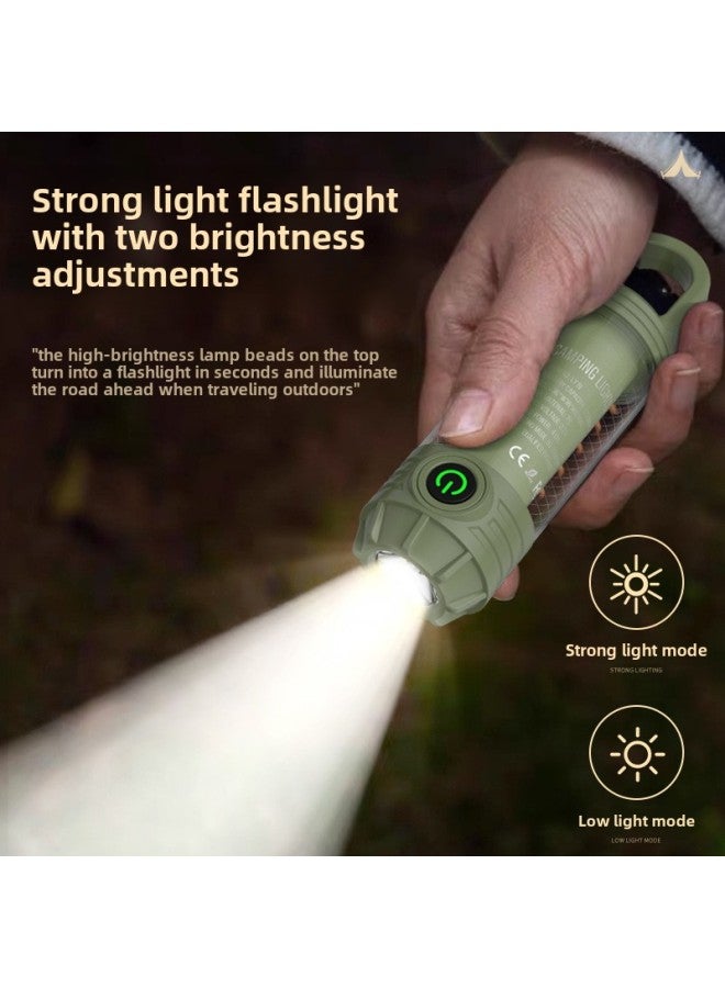 Camping Light Camping Light Portable Type-c Charging Portable Light Atmosphere Long Life Waterproof Outdoor Flashlight-Color:Khaki - Image 3