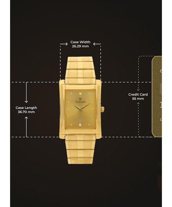 Titan Champagne Analog Dial with Date Metal Strap Watch for Men 9154ym02 - Image 4