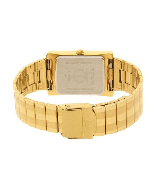 Titan Champagne Analog Dial with Date Metal Strap Watch for Men 9154ym02 - Image 5