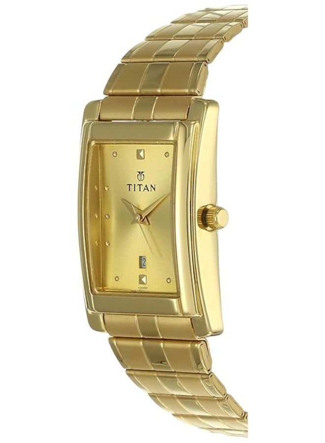 Titan Champagne Analog Dial with Date Metal Strap Watch for Men 9154ym02 - Image 2