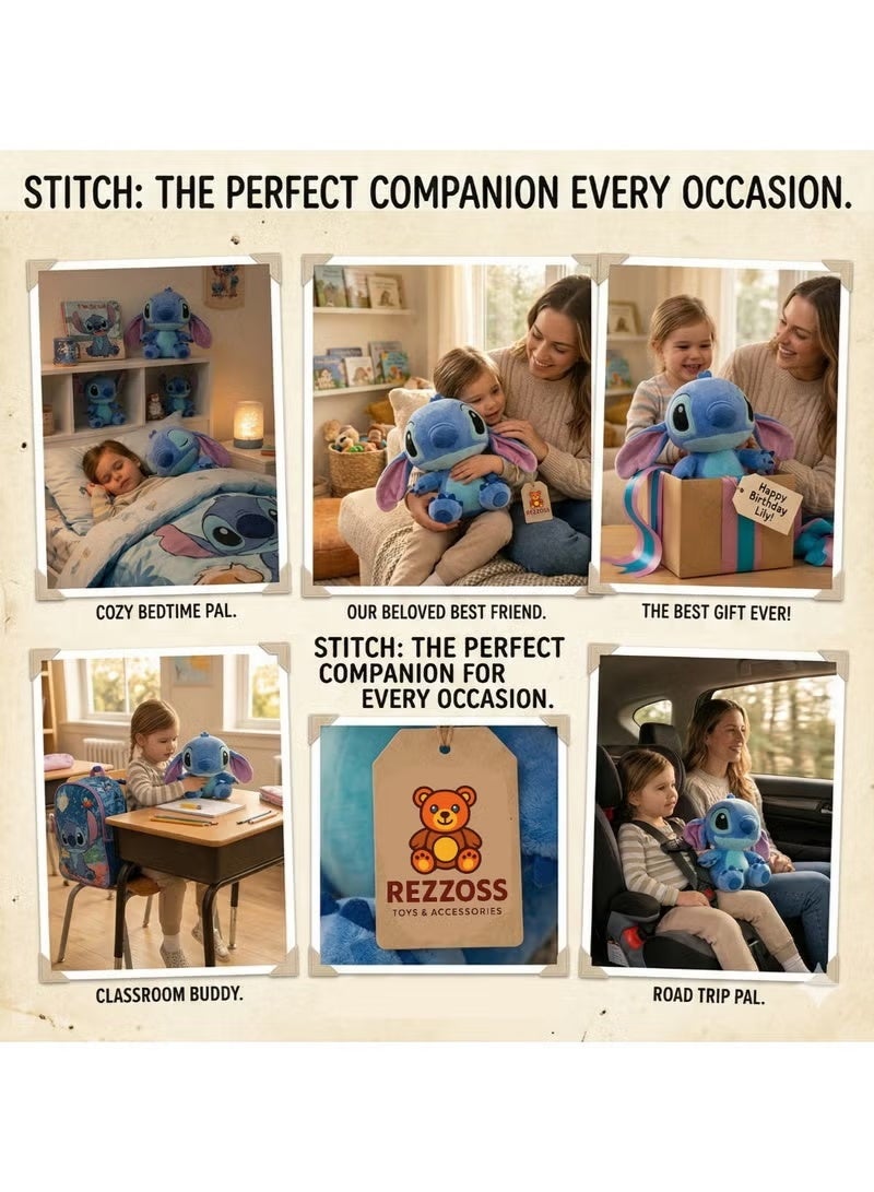 Plush Toy Stitch Soft Doll 11 Inch – Fluffy Blue Alien Stuffed Animal for Kids | Cute Lilo & Stitch Character Doll with Big Ears | Soft Cuddly Bedtime Pillow Buddy | Best Birthday Gift for Boys & Girls - Image 5