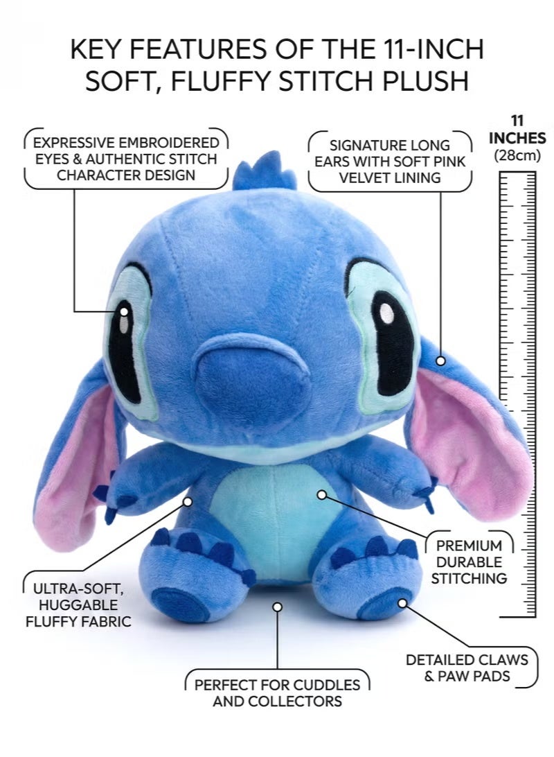 Plush Toy Stitch Soft Doll 11 Inch – Fluffy Blue Alien Stuffed Animal for Kids | Cute Lilo & Stitch Character Doll with Big Ears | Soft Cuddly Bedtime Pillow Buddy | Best Birthday Gift for Boys & Girls - Image 3