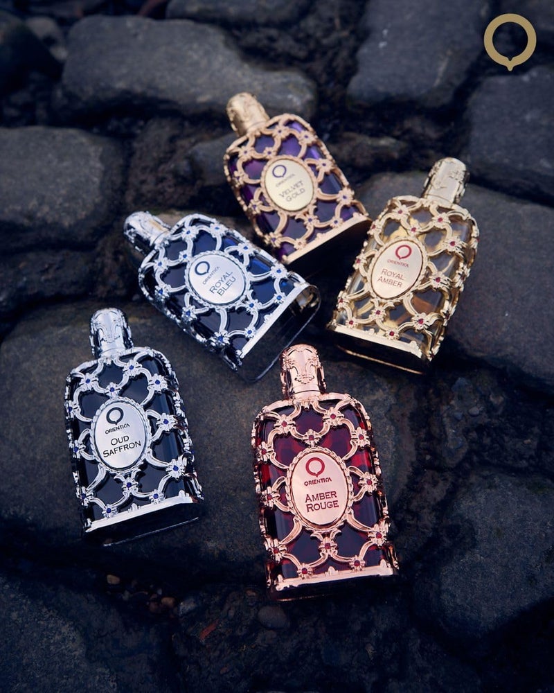 Orientica مجموعة عطور أورينتيكا الفاخرة - مجموعة هدايا عطور مصغرة للرجال والنساء، مجموعة اكتشاف مكونة من 5 قطع مع العنبر الأحمر، العنبر الملكي، عود الزعفران، الذهب المخملي والأزرق الملكي، عطور للجنسين لكل مناسبة - Image 5
