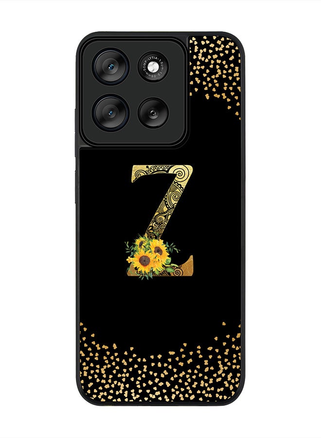 Stylizedd For Motorola Moto G56 Case,Slim fit Camera Protection, Shockproof Thin Phone cover  - Custom Floral Monogram - Z ( Black ) - Image 1