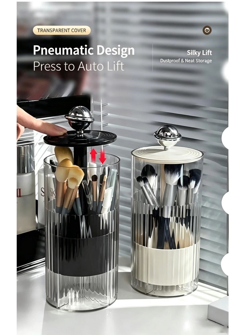 MAANGE Makeup Brush Organizer, Automatic Lift-and-Press Storage Tube for Brushes, Suitable for Makeup Brushes, Lipsticks (Black) - Image 5