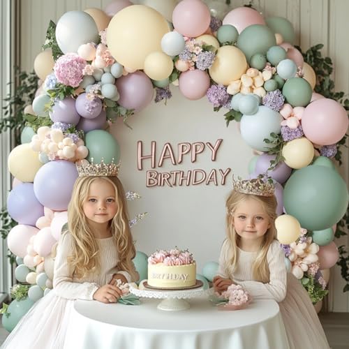 Blocesa Dusty Green Pink Purple Balloons Arch Kit, Double Stuffed Pastel Balloons Dusty Pink Mist Green Ivory Lavender Balloon for Birthday Party Wedding Wildflower Flower Butterfly Decorations - Image 5