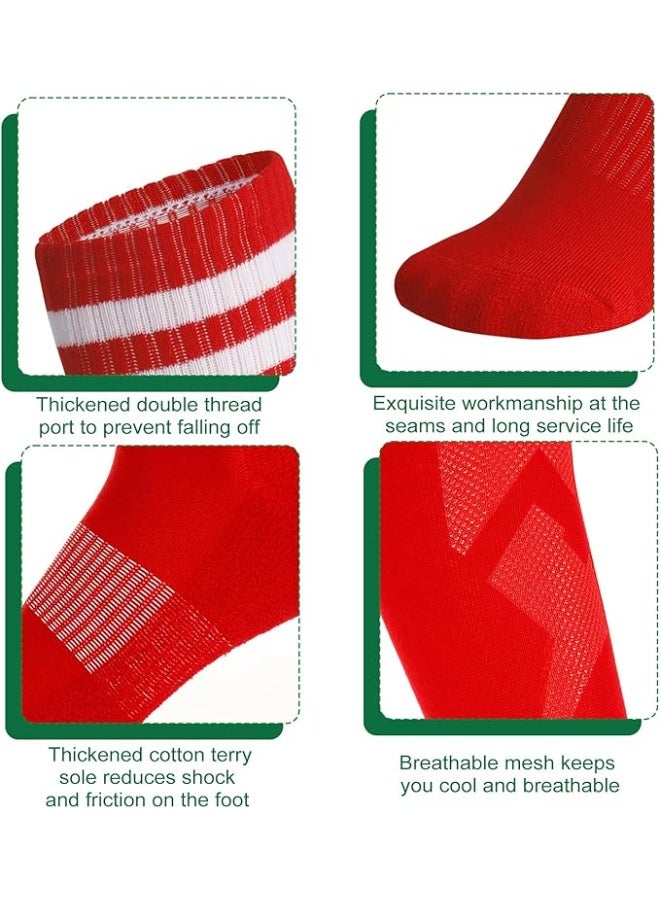 FAYET 4 Pairs Kids Soccer Socks Set, 4 Colors Breathable Knee High Football Socks for Boys Girls Ages 5-12, Striped Sports Tube Socks for Training, Running, Daily Wear (Style 2) - Image 4