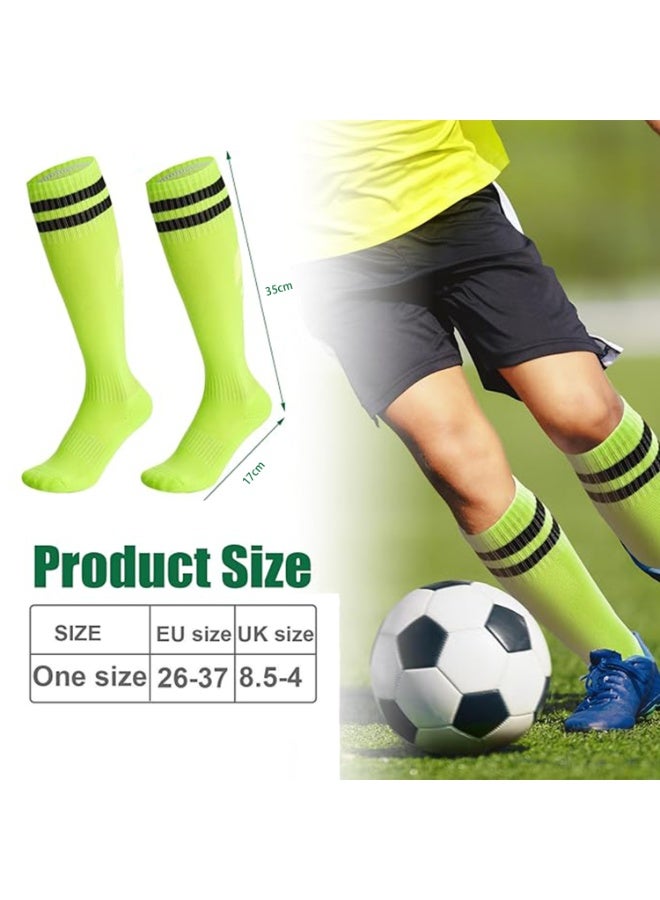 FAYET 4 Pairs Kids Soccer Socks Set, 4 Colors Breathable Knee High Football Socks for Boys Girls Ages 5-12, Striped Sports Tube Socks for Training, Running, Daily Wear (Style 2) - Image 3