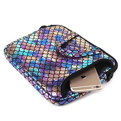 Youda 11.6-Inch Laptop Shoulder Messenger Carrying Bag Case Sleeve For 11" 11.6" 12" 12.5 inch Macbook/Notebook/Ultrabook/Chromebook, Mermaid Scale (Colorful) - Image 3