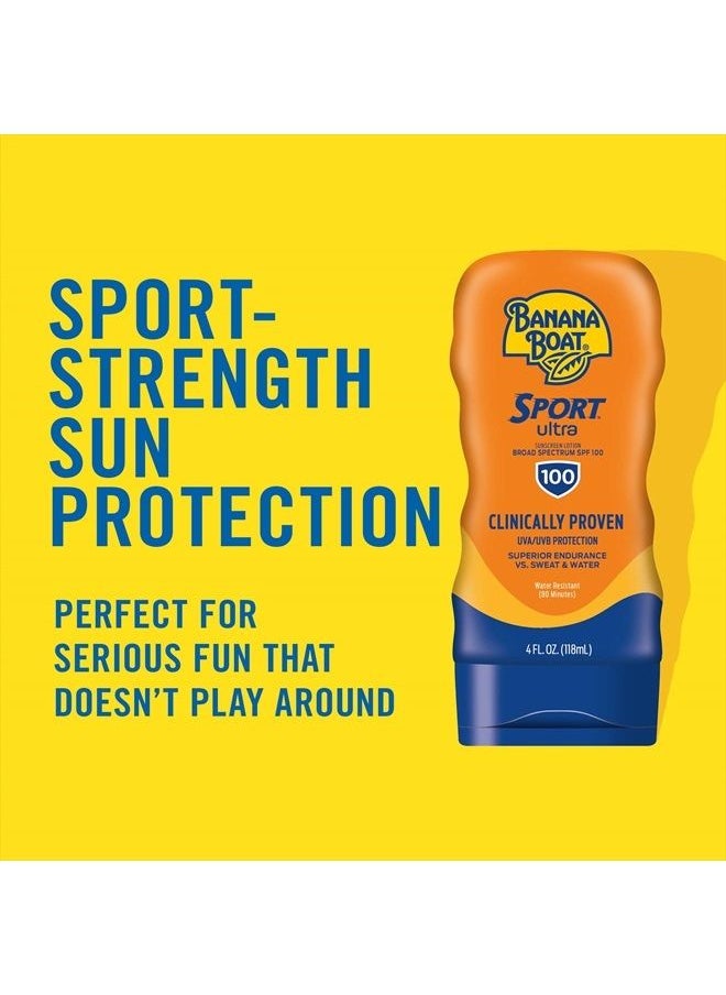 BANANA BOAT - Sport Ultra SPF 100 Sunscreen Lotion, 4oz | Banana Boat Sunscreen Lotion SPF 100, Banana Boat Sunscreen SPF 100 Lotion, High SPF Sunscreen Pack SPF 100, 4oz each Twin Pack - Image 1