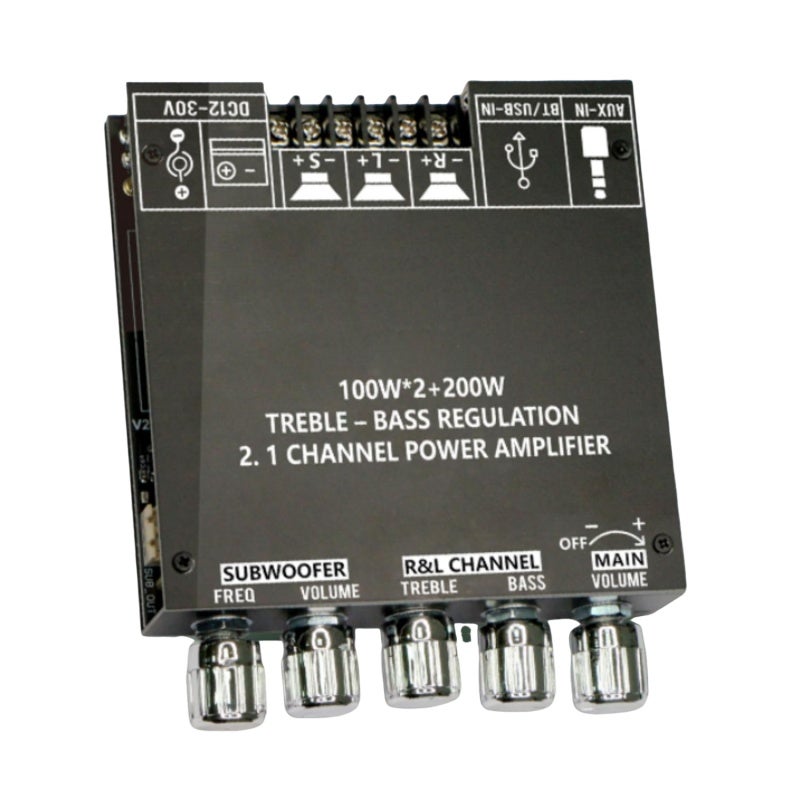 Bluetooth Amplifier Board 12-30V DC 10A 100W+100W+200W 2.1 Channel - Dual TPA3221 Chips High Power Low Heat Multi-Protection Subwoofer Expansion Port for Home Sound Systems - Image 1