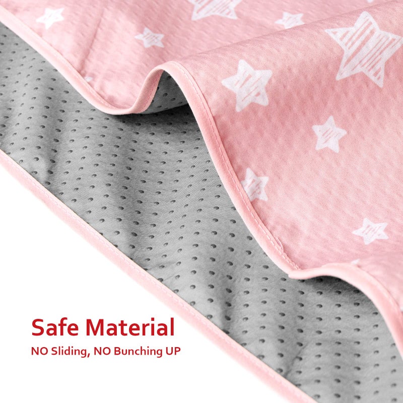 Moonsea Baby Splat Mat Anti Slip Waterproof High Chair Mat, Baby Feeding Table Cloth Floor Mat Cover, Baby Art Playtime Mat for Craft/Mealtime, 42X46 Inch Washable Portable Picnic Mat - Pink Star - Image 4