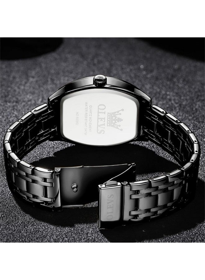 أوليفز ساعة OLEVS للرجال بتصميم رسمي من الألماس مع كوارتز وتاريخ فاخر للرجال باللون الأسود غير الرسمي من الفولاذ المقاوم للصدأ وساعة يد مضيئة بلونين للرجال مربعة الشكل - Image 5