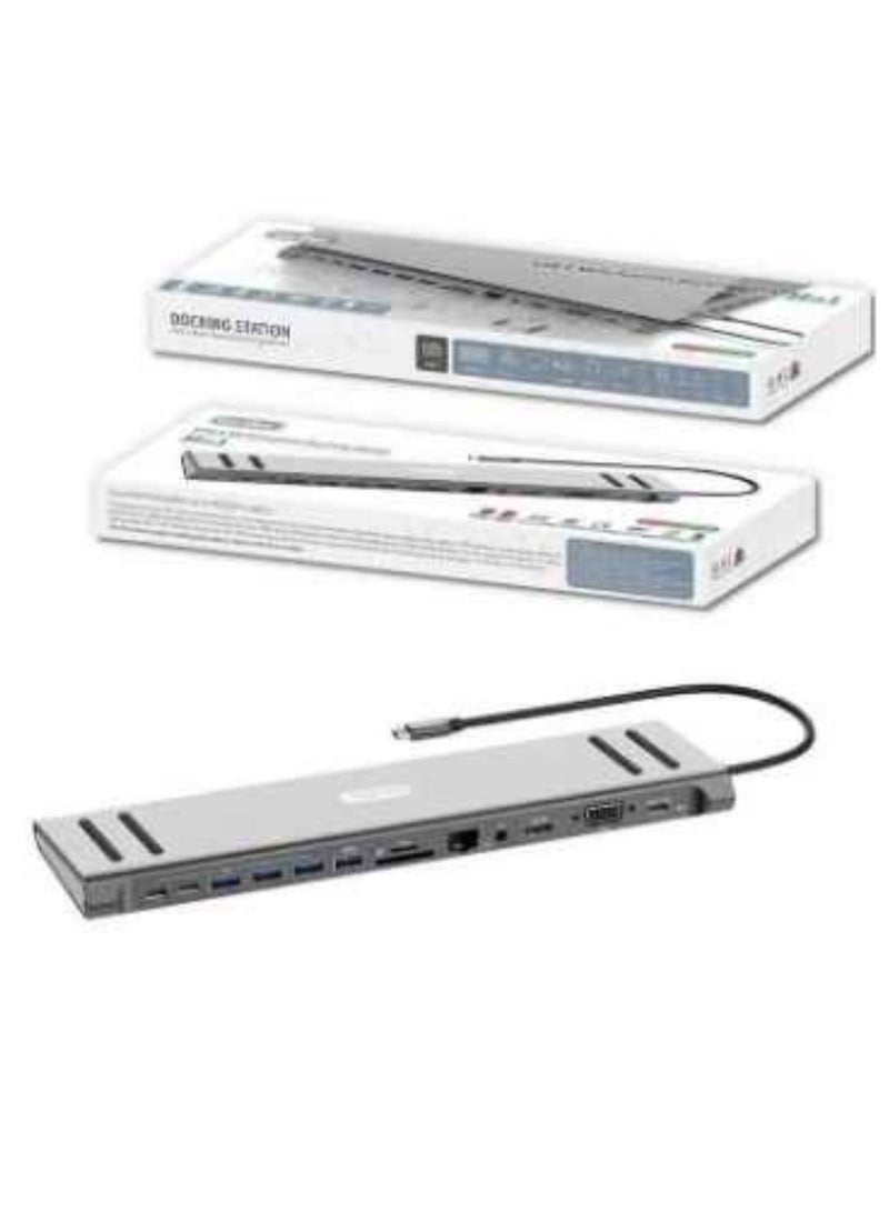 GO-DES 14 In 1 USB C Type-c Hubs Docking Station Silver - Image 5