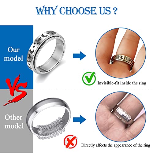 enhong Silicone Ring Size Adjuster for Loose Rings - Men's and Women's Adjustable Spacers & Sizer Fitters, 57 PCs Invisible Wedding Band Reducer for Wide Rings, Clear Ring Fit Tool - Image 3