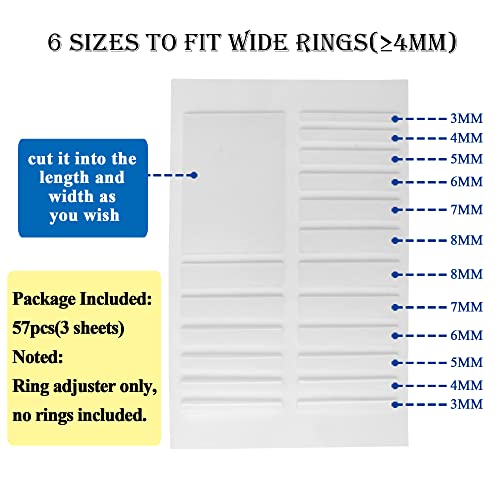 enhong Silicone Ring Size Adjuster for Loose Rings - Men's and Women's Adjustable Spacers & Sizer Fitters, 57 PCs Invisible Wedding Band Reducer for Wide Rings, Clear Ring Fit Tool - Image 2