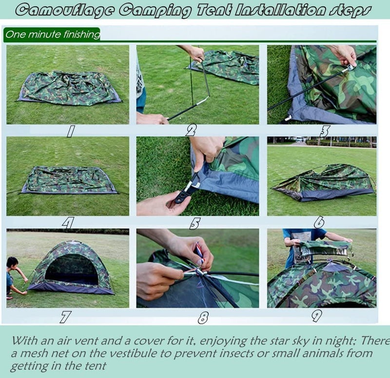 R Runilex Polyester Military Design Dome Tent for Picnic Camping Outdoor Portable and Foldable Waterproof 6 Person Tent (Army Green, 200 x 250 x 150 cm) - Image 4