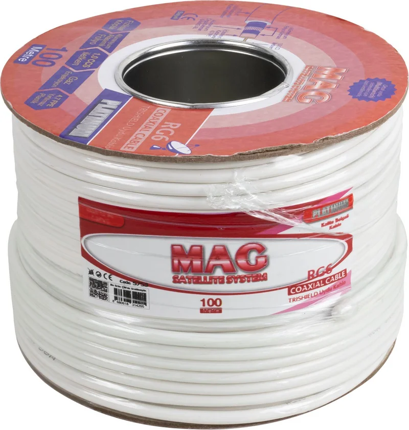 AYT Mag Platinum Rg6/u4 Trıshıeld 64 Wire Antenna Cable (100 Meters)