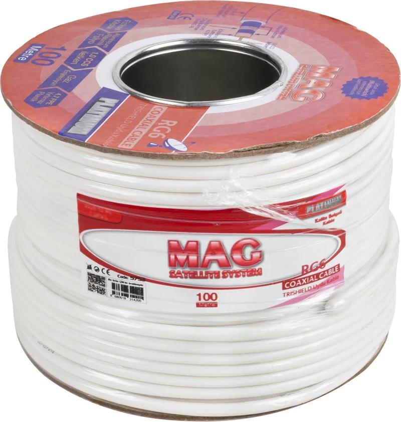 AYT Mag Platinum Rg6/u4 Trıshıeld 64 Wire Antenna Cable (100 Meters)