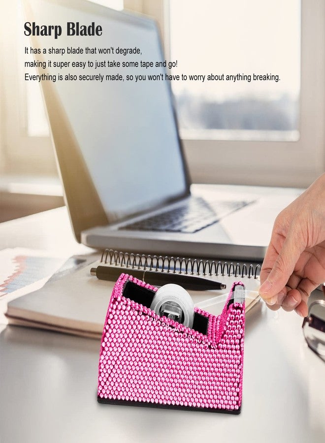 KEYPOWER Bling Crystal Luxury Handmade Diamond Desktop Tape Dispenser for Fashion Girls Women Office(Pink) - Image 4