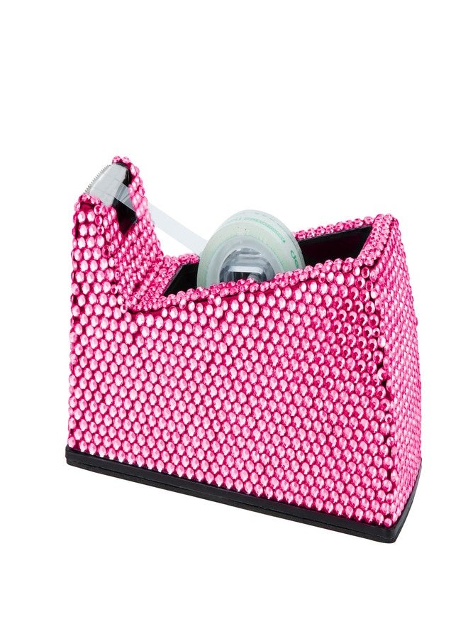 KEYPOWER Bling Crystal Luxury Handmade Diamond Desktop Tape Dispenser for Fashion Girls Women Office(Pink) - Image 1