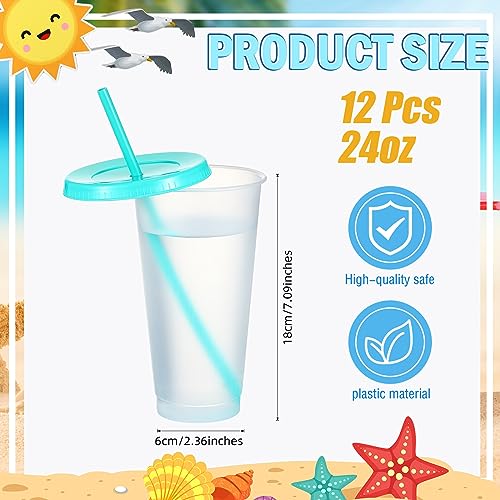 Mifoci 12 Pcs Plastic Tumbler with Lids and Straws Reusable Plastic Tumblers Bulk Mug Tumbler with Straw and Lid Tumbler Ice Cold Drinking Cup for Water Smoothie Birthday Party Multi Color24oz - Image 3