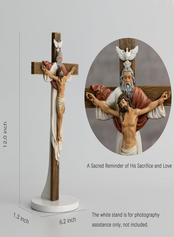 BC BUILDCLASSIC BC Catholic Holy Trinity Wall Cross, 12"H Crucifix Wall Cross, Jesus Christ Inspirtional Home Décor, Devoutional Gift, Christian Decoration for Home Church Office, Renaissance Sculpture Hand Painted by Buildclassic - Image 3