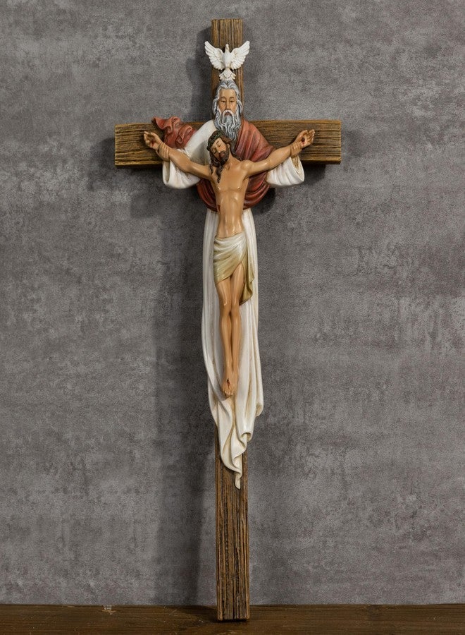 BC BUILDCLASSIC BC Catholic Holy Trinity Wall Cross, 12"H Crucifix Wall Cross, Jesus Christ Inspirtional Home Décor, Devoutional Gift, Christian Decoration for Home Church Office, Renaissance Sculpture Hand Painted by Buildclassic - Image 2