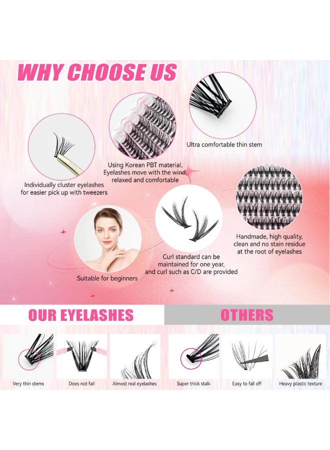 lashvana 280Pcs Lash Clusters Lash Extension Kit with Bond and Seal Glue and Tweezer 30D 40D DIY Clusters Lashes D Curl Individual Lash Cluster 9-16mm Mixed False Eyelash - Image 5