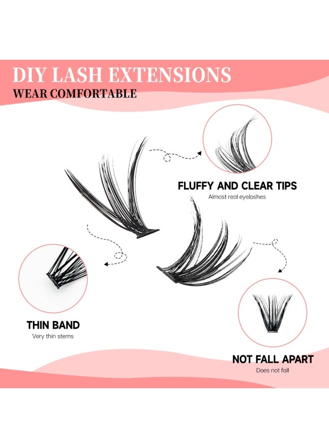 lashvana 280Pcs Lash Clusters Lash Extension Kit with Bond and Seal Glue and Tweezer 30D 40D DIY Clusters Lashes D Curl Individual Lash Cluster 9-16mm Mixed False Eyelash - Image 2