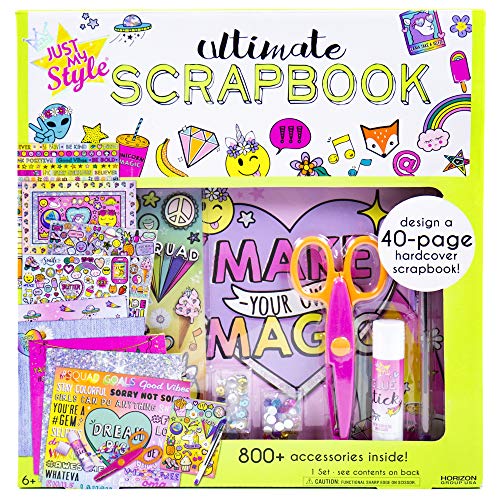 Just My Style Ultimate Scrapbook, Personalize and Decorate A 40-Page DIY Scrapbook, Great for Travel, Road Trips & On-The-Go, Memory Keeper Scrap Book for Kids & Tween Ages 6, 7, 8, 9,Beige - Image 1