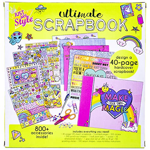 Just My Style Ultimate Scrapbook, Personalize and Decorate A 40-Page DIY Scrapbook, Great for Travel, Road Trips & On-The-Go, Memory Keeper Scrap Book for Kids & Tween Ages 6, 7, 8, 9,Beige - Image 4