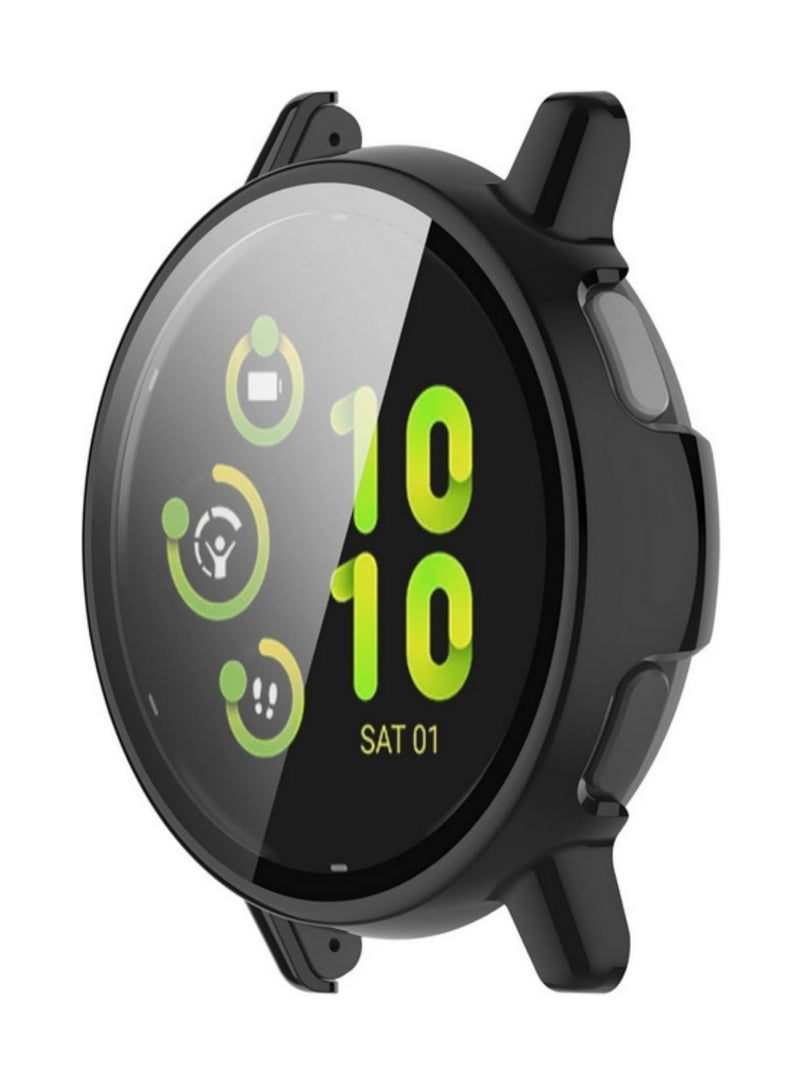 1PCS Hard PC Protective Case For Garmin Vivoactive 5 with Tempered Glass Screen Protector Full Cover Bumper Smartwatch Accessories Anti Scratch Shockproof Design Black - Image 3