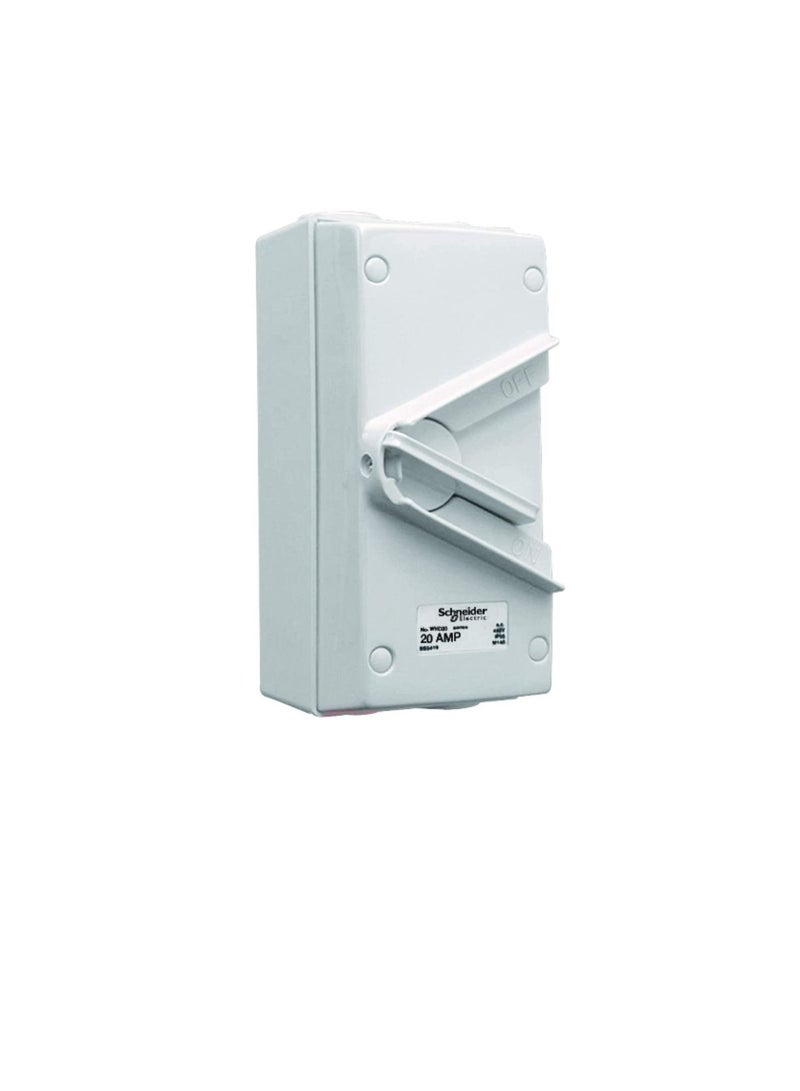 Schneider Electric 20A 440V Surface Mount Double Pole Isolating Switch IP66 weatherproof - Image 1