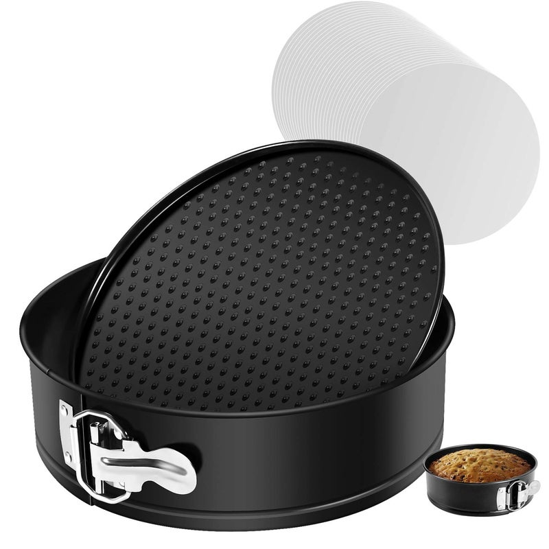 MASSUGAR 9 Inch Springform Pan Nonstick - Cheesecake Pan with Removable Bottom/Leakproof - Round Cake Pan with 50 Pcs Parchment Paper Liners - Fits 6 Qt 8 Qt Pressure Cooker - Image 1