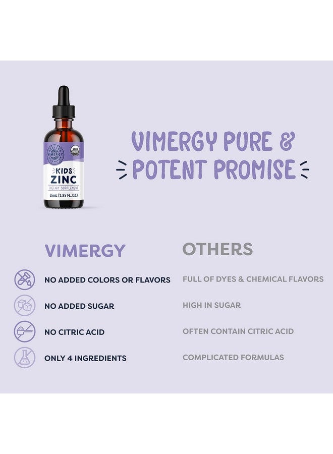 Vimergy Kids Organic Liquid Zinc Sulfate - For Children & Adolescence 1-18 Years Old, Fast-Absorbing Immune Support* - Promotes Healthy Bones, Hair & Skin. USDA Organic, Kosher, Vegan, Non-GMO - 55 mL - Image 5