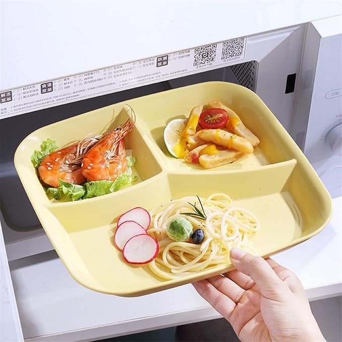 BGVM Wheat Straw 3-Compartment Dinner Plate, Eco-Friendly Fiber Dinnerware for Restaurants, Food, Snacks & Parties_ (Yellow_2_, Set of 4) - Image 3