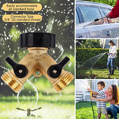 Biswing 2 Pack Garden Hose Splitter 2 Way, Heavy Duty Brass Connector Tap Splitter, Y Splitter 2 Valves with 4 Extra Rubber Washers - Image 4
