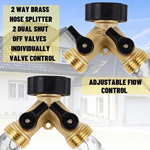 Biswing 2 Pack Garden Hose Splitter 2 Way, Heavy Duty Brass Connector Tap Splitter, Y Splitter 2 Valves with 4 Extra Rubber Washers - Image 5