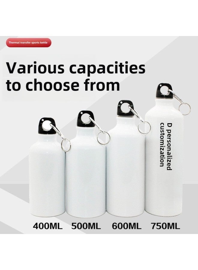 Thermal Transfer Blank Sports Kettle Outdoor Aluminum Kettle Sublimation Coating Cup Printed Logo Portable Carabiner Kettle-Color:Silver-Capacity:400ML - Image 2