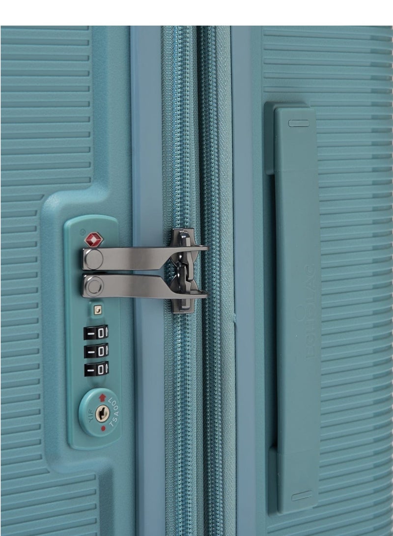 Echolac Forza 75cm Hardcase Expandable 4 Double Wheel Cabin Luggage Trolley Coastal Blue - Image 4